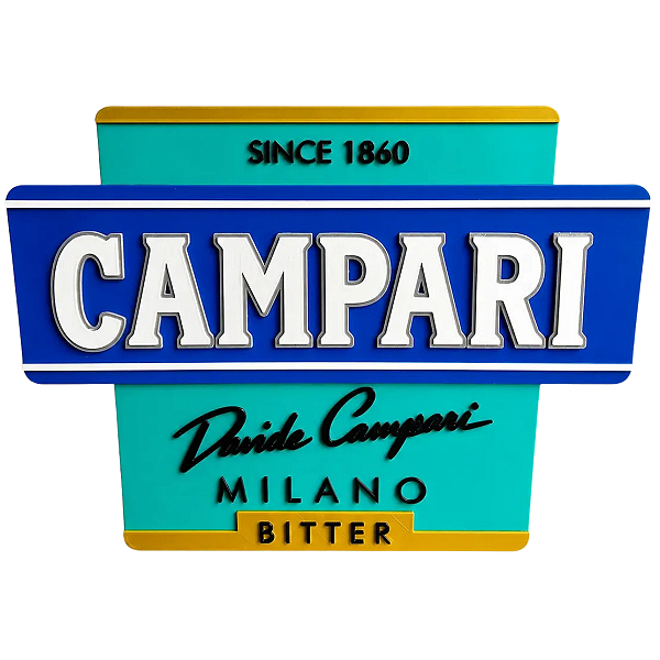 Placa Decorativa Campari 3D em PLA Premium | Decoração para Bar, Pub, Adega e Área Gourmet