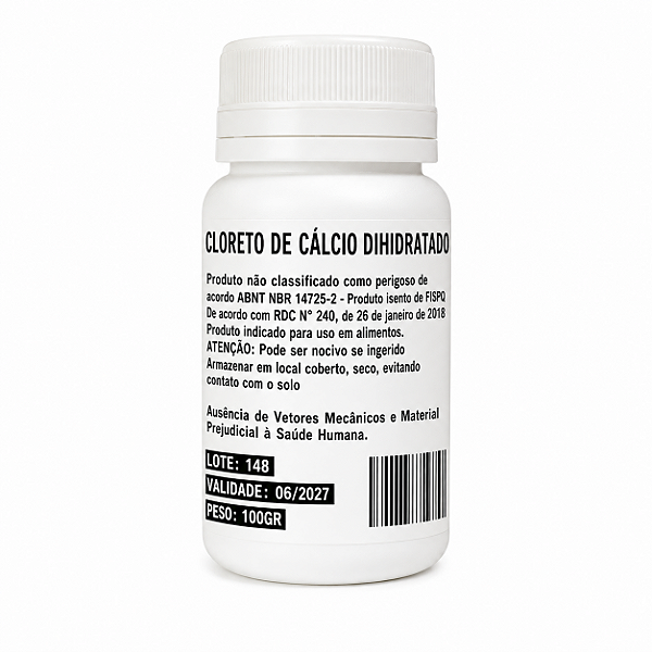 Cloreto de Cálcio Dihidratado Alimentício 100g – Sal Cervejeiro