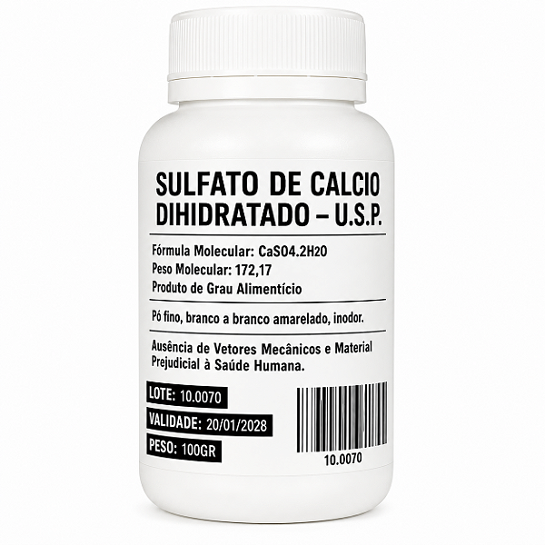 Sulfato de Cálcio Dihidratado 100g Gypsum – Sal Cervejeiro