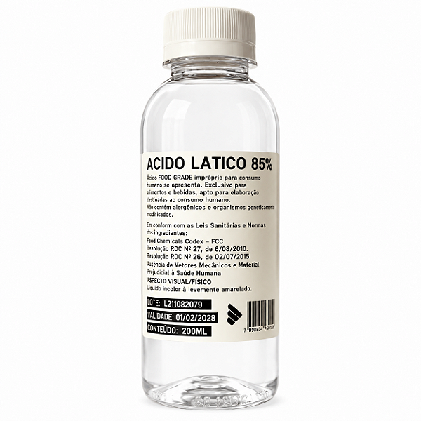 Ácido Láctico 85% 200ml – Ajuste de pH da Água Cervejeira