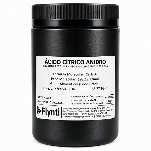 Ácido Cítrico Anidro Alimentício 1kg – Ajuste de pH Cervejeiro