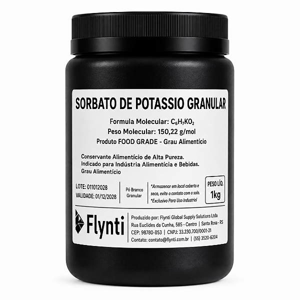 Sorbato de Potássio Granular 1kg – Estabilizante para Bebidas