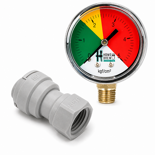 Kit Manômetro para Válvula Extratora + Conexão Rápida DMfit 3/8" x NPT 1/4"