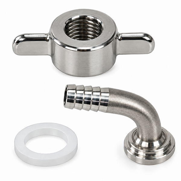 Conjunto Porca Borboleta + Pino Curvo 3/8" em Aço Inox