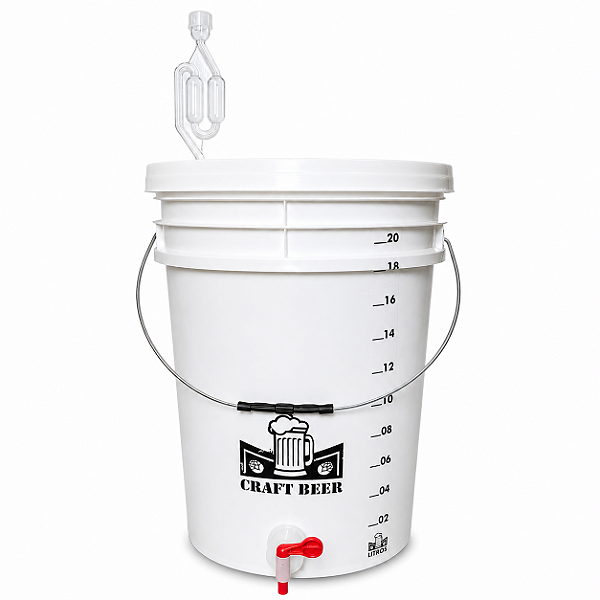 Balde Fermentador 22 Litros Completo com Airlock, Torneira e Redutor