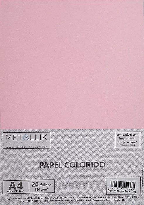 Papel A4 Colorido Na Massa Liso Rosa 20 Folhas Loja Virtual De Papéis Finos 6983