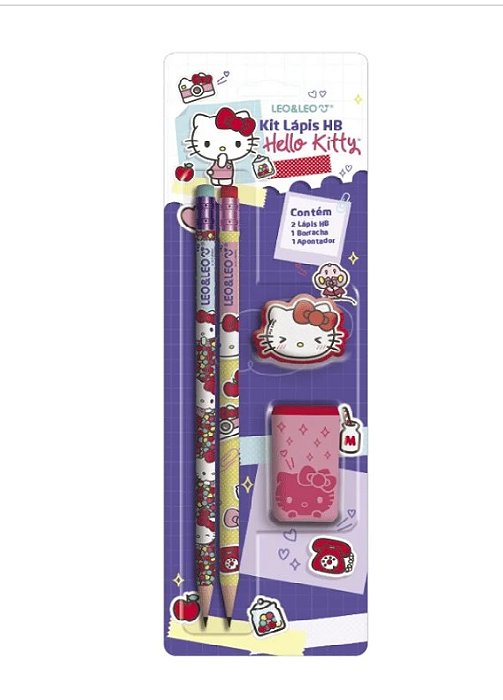 KIT ESCOLAR HELLO KITTY+ APONTADOR E BORRACHA