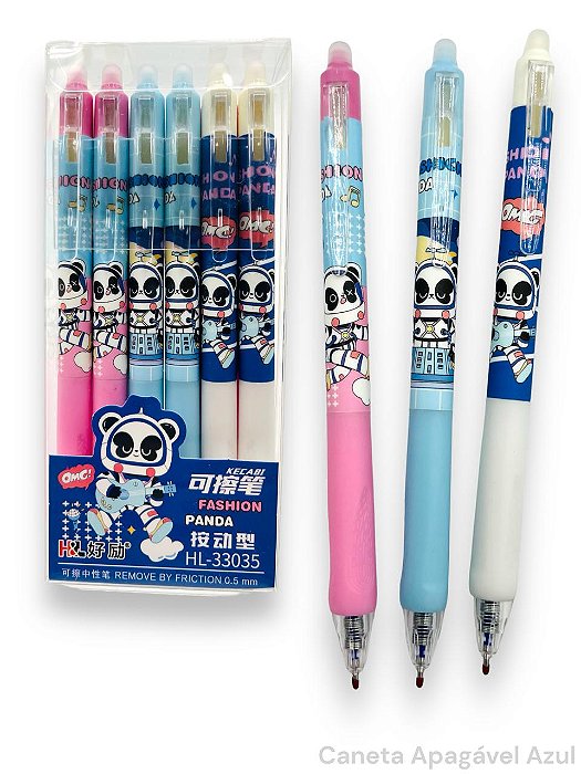 CANETA APAGAVEL PANDA - TINTA AZUL