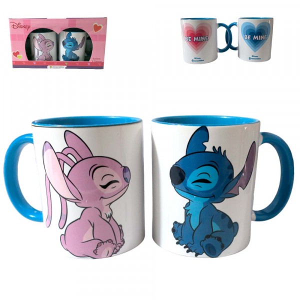 CANECA DUPLA - MINHA METADE - STITCH  E ANGEL