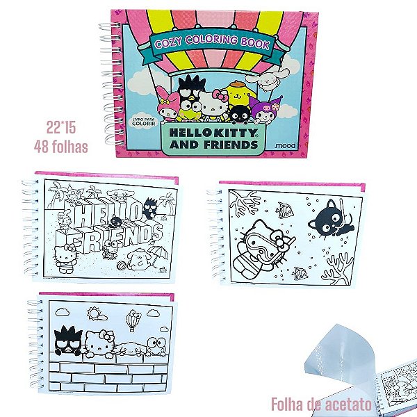 LIVRO DE COLORIR TIPO BOOBIE GOODS - HELLO KITTY E AMIGOS