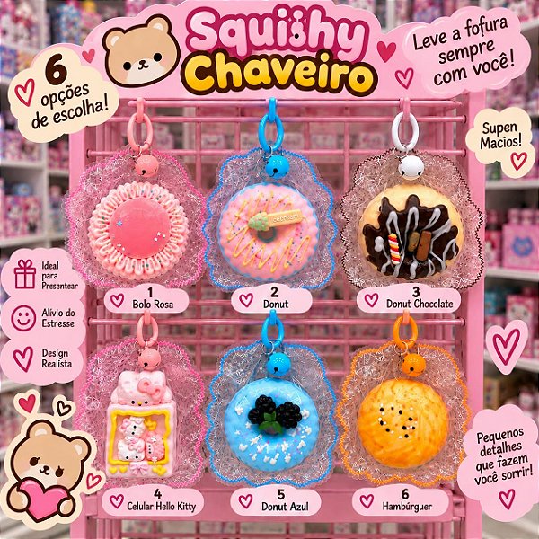 Squishy Chaveiro- Selecione modelos