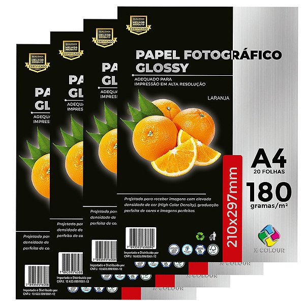 Papel A4 Fotográfico 180g X-Colour Auto Brilho - Kit com 60 Folhas