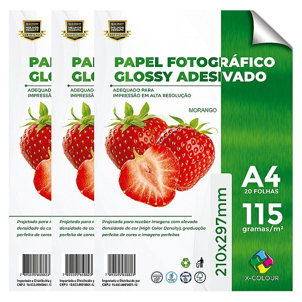 Papel Adesivo A4 Fotográfico 115g X-Colour - 60 Folhas