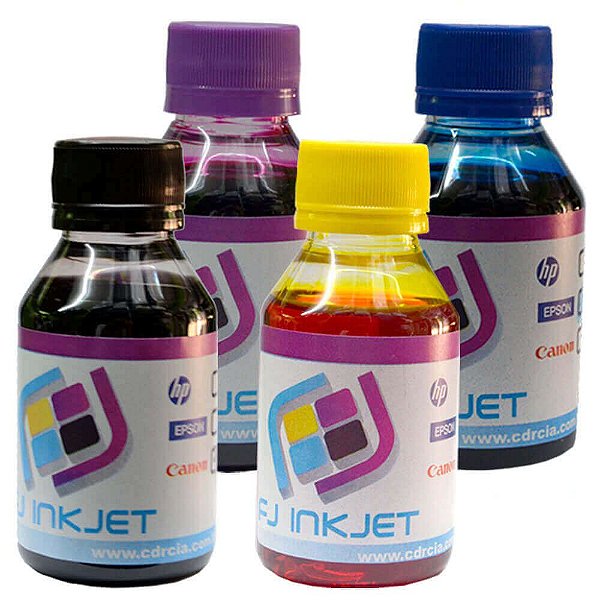 Kit Com as 4 Cores de Tinta Para Epson(100 mL de cada cor)