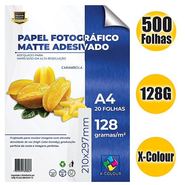 Papel Fotográfico Matte Adesivo 128g A4 500 Folhas