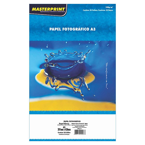 Papel Foto A3 Masterprint 180g Brilhante Alta Qualidade