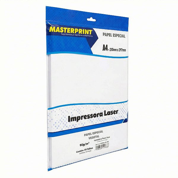 Papel Vegetal A4 90g Masterprint Natural - Kit 50 Folhas
