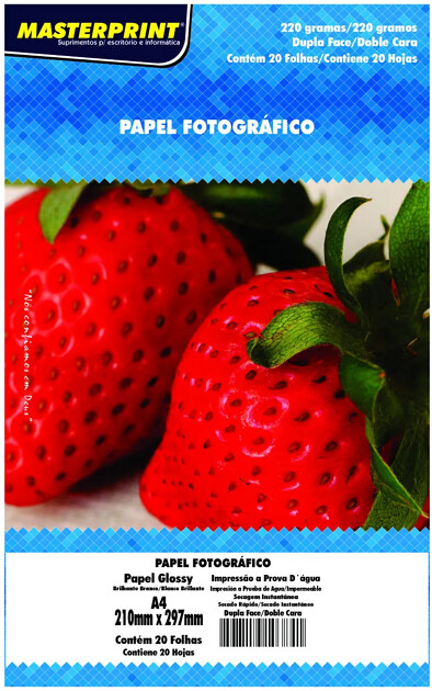 Papel Fotografico Glossy Dupla Face A4 220G Masterprint 20 Folhas