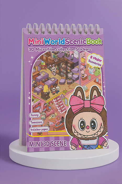 Livro Sticker 3D 8 Cenários LABUBU + pinça