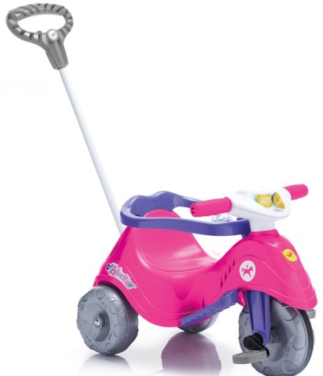 Triciclo Infantil Calesita Lelecita - 2 em 1 - Pedal e Passeio com Aro - Rosa L