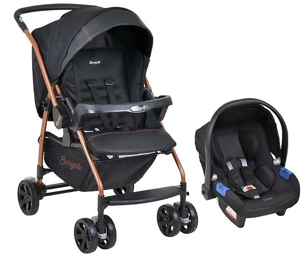 Carrinho Rio K + Bebê Conforto Touring Mesclado Preto e Cobre  - Burigotto