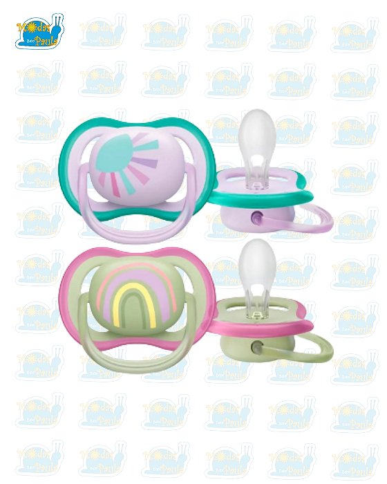Chupeta Philips Avent Ultra Air 0-6 meses  Verde e Lilás - 2 unidades