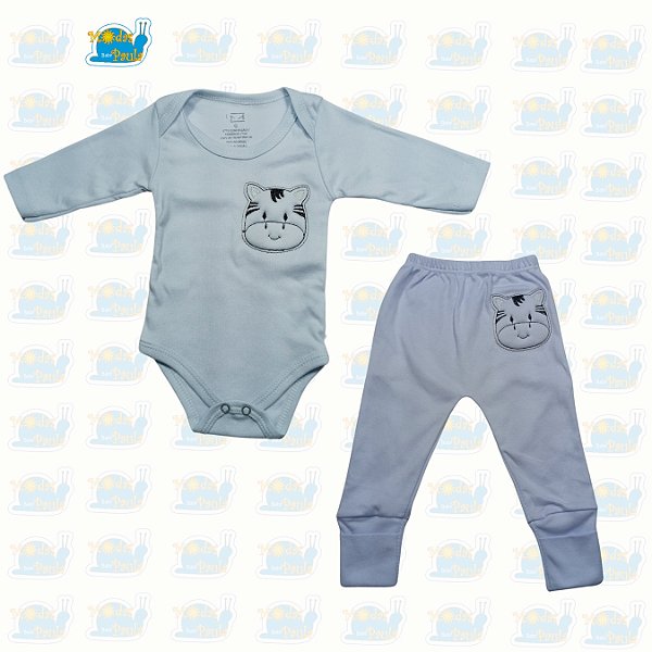 Conjunto Body + Calça com Bordado de Animais
