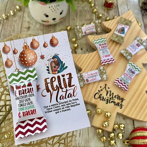 Cartão com Bala personalizada - Natal Cristão