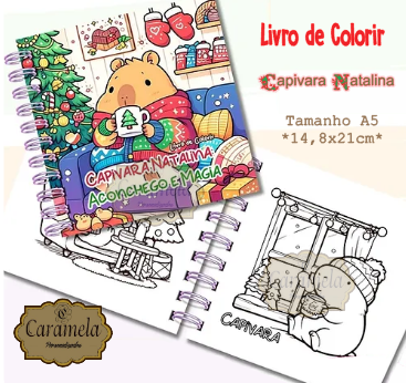 Livro De Colorir Capivara Natalina
