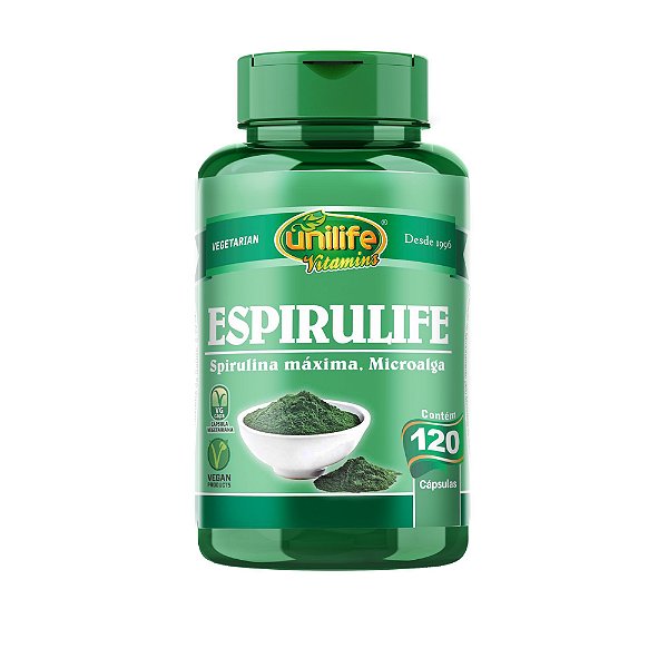 Espirulife Spirulina Unilife 500mg 120 Cápsulas