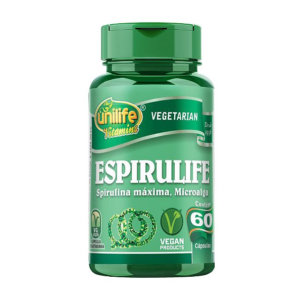 Espirulife Spirulina Unilife 500mg 60 Cápsulas