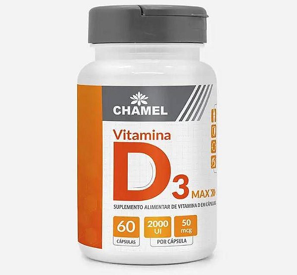 Vitamina D3 Max 2000UI Chamel 60 Cápsulas
