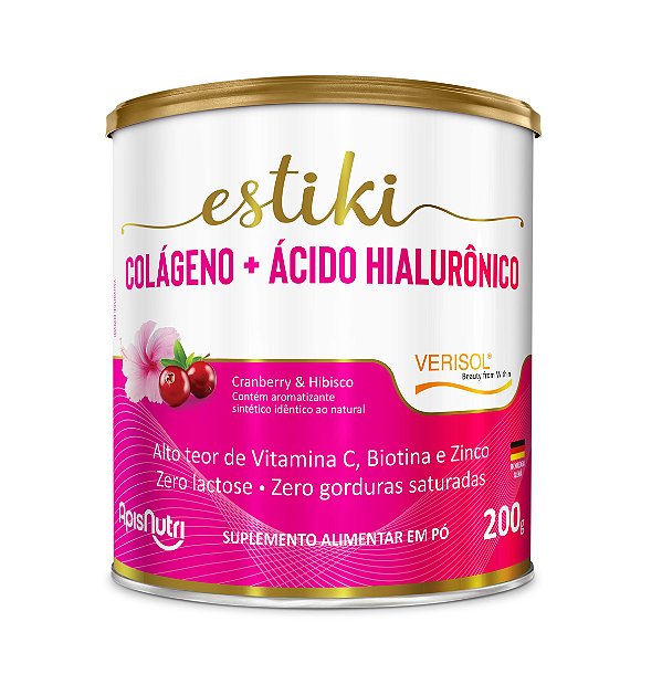 Colageno Verisol + Acido Hialuronico Cranberry Hibisco Estiki Apisnutri 200g