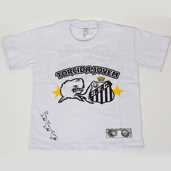 Camiseta Torcida Jovem Santos 3 Baleias Infantil Oficial