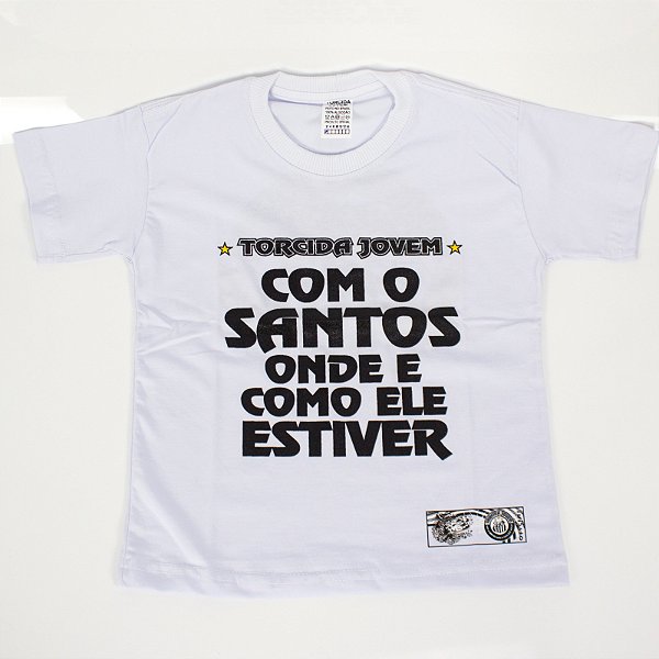 Camiseta Torcida Jovem Frase Com o Santos  Infantil Oficial