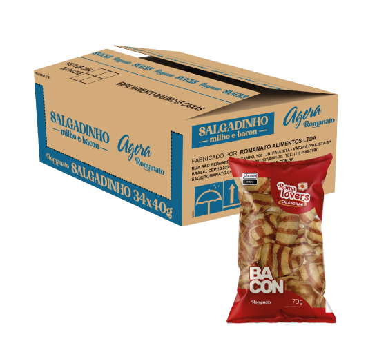 Caixa Fechada: 20 unidades de Salgadinho de Bacon Pellet (70g)