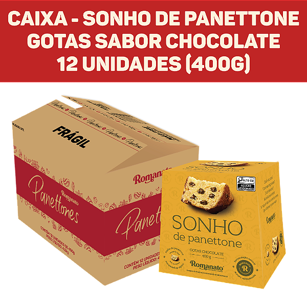 Caixa fechada - 12 unidades Sonho de Panettone Gotas de Chocolate