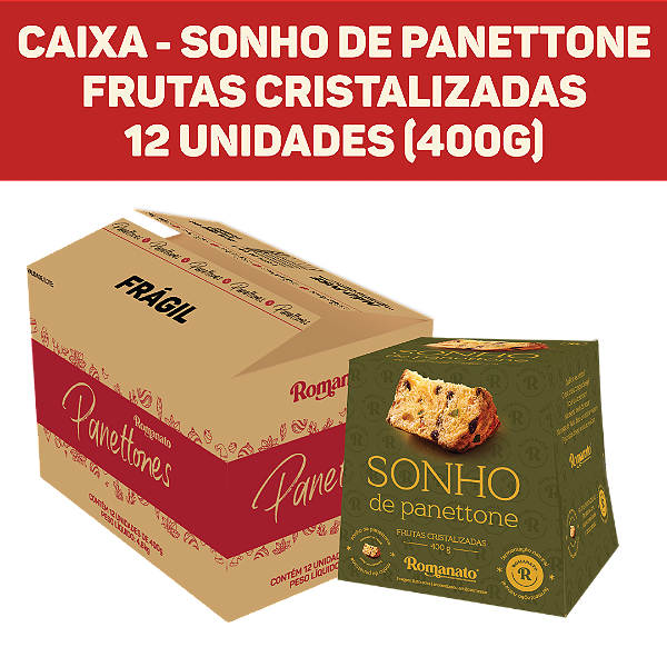 Caixa Fechada - 12 unidades Sonho de Panettone Frutas Cristalizadas