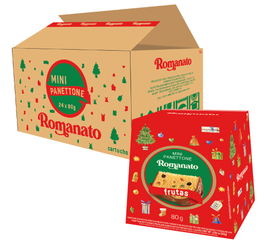 Caixa Fechada: 24 unidades Mini Panettone Frutas Cristalizadas 80g - cartucho