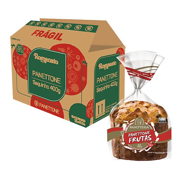 Caixa Fechada: 12 unidades Panettone Polli - Frutas Cristalizadas (400g)