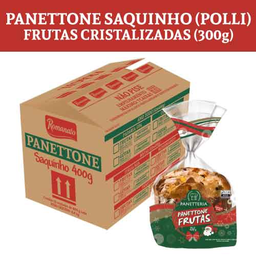 Caixa Fechada: 12 unidades Panettone Polli - Frutas Cristalizadas (400g)