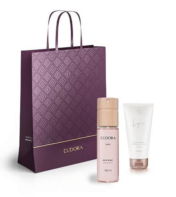 kit Presente Lyra: Loção corporal 150 ml + Body Spray 100 ml + Sacola Eudora