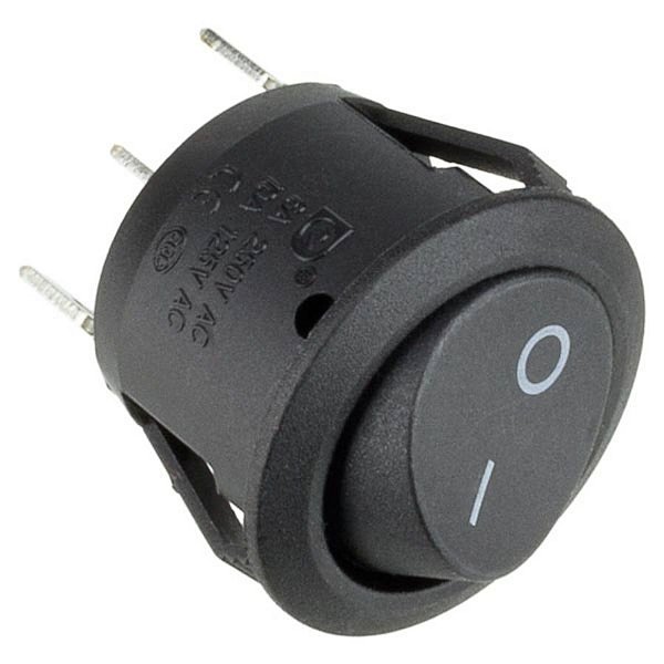 CHAVE GANGORRA 2 POSIÇÕES 6A/250V REDONDA PRETO