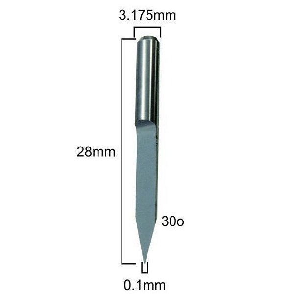 FRESA V CARVING CÔNICA 30° 0.1MM METAL DURO PARA PCB