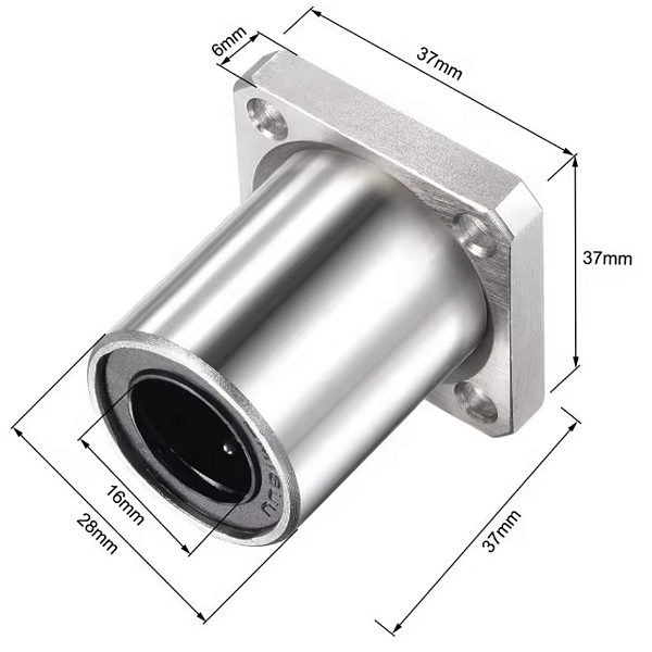 ROLAMENTO LINEAR LMK16UU COM FLANGE QUADRADA PARA EIXO 16MM