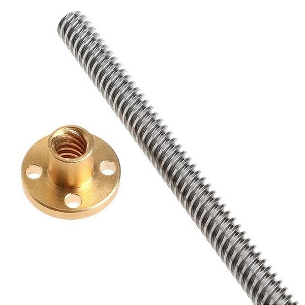 FUSO TRAPEZOIDAL TR8 300MM PASSO 2MM COM CASTANHA