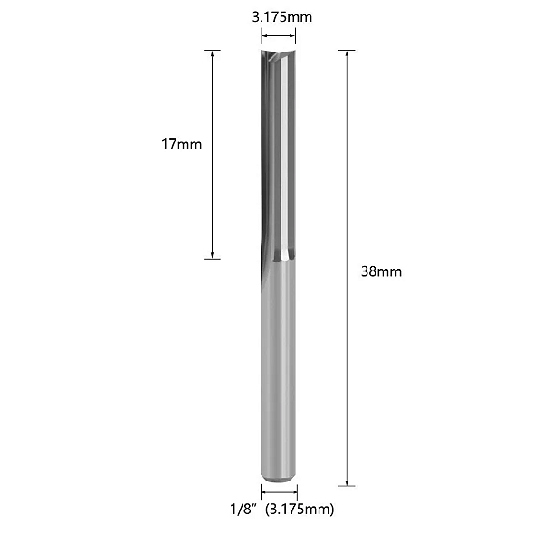 FRESA 2 CORTES RETOS PARALELOS 3.175X17MM PARA MDF PEAD