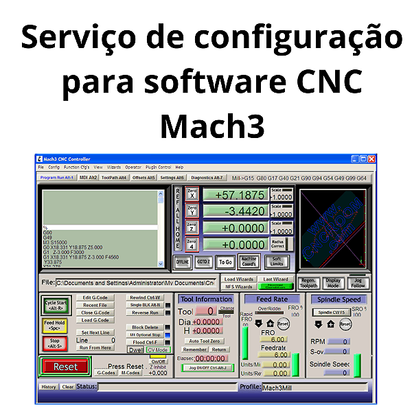 Serviço de configuração para software CNC Mach3
