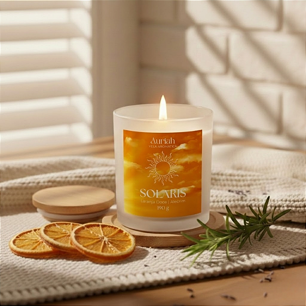 Vela Aromática Energizante - Solaris | Laranja Doce e Alecrim