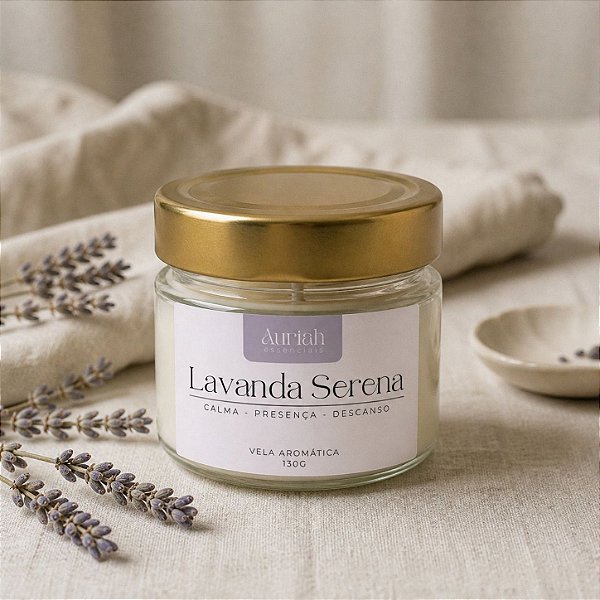 Vela Aromática Lavanda Serena 130g | Auriah Essenciais